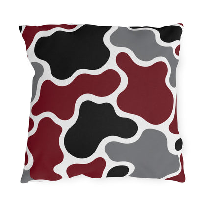 Abstract Organic Shapes Outdoor Pillow | Burgundy Black Gray Modern Patio Cushion