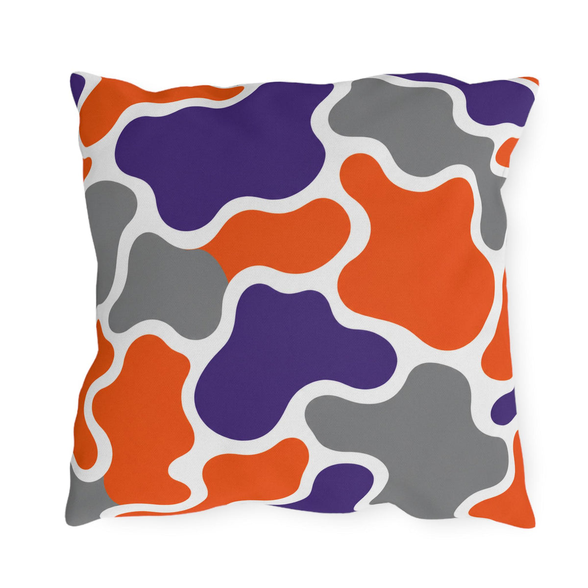 Abstract Organic Shapes Outdoor Pillow | Orange Purple Gray Modern Pattern