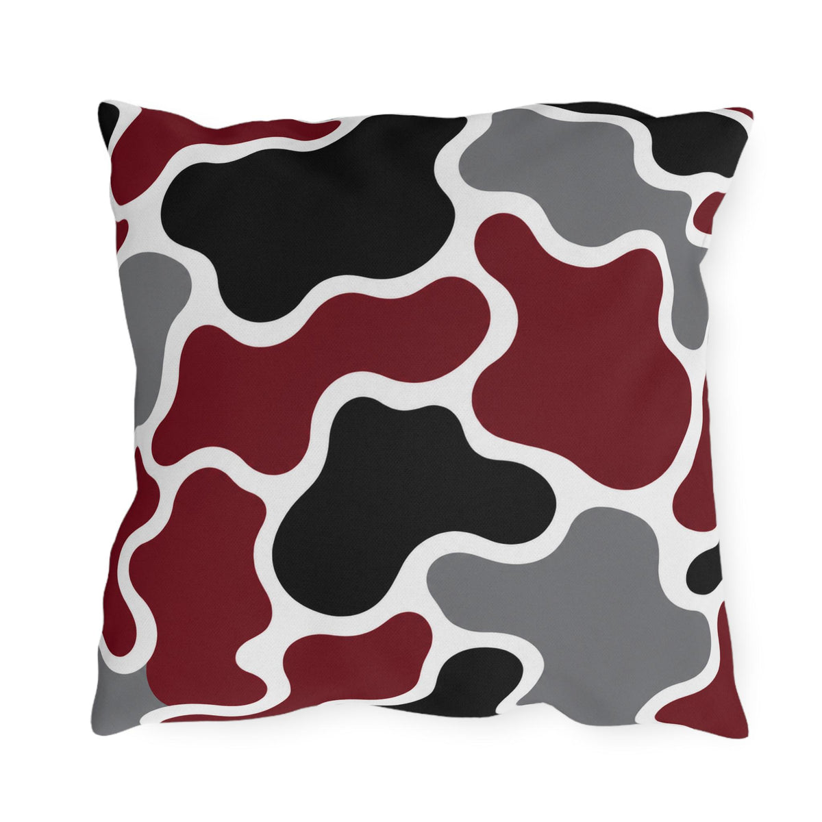 Abstract Organic Shapes Outdoor Pillow | Burgundy Black Gray Modern Patio Cushion