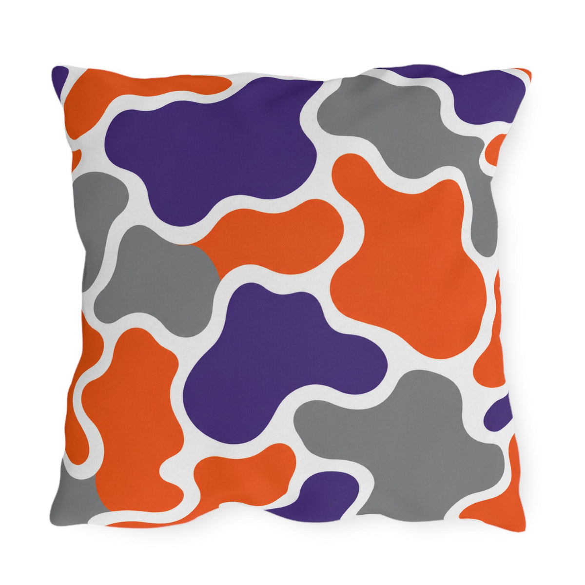 Abstract Organic Shapes Outdoor Pillow | Orange Purple Gray Modern Pattern