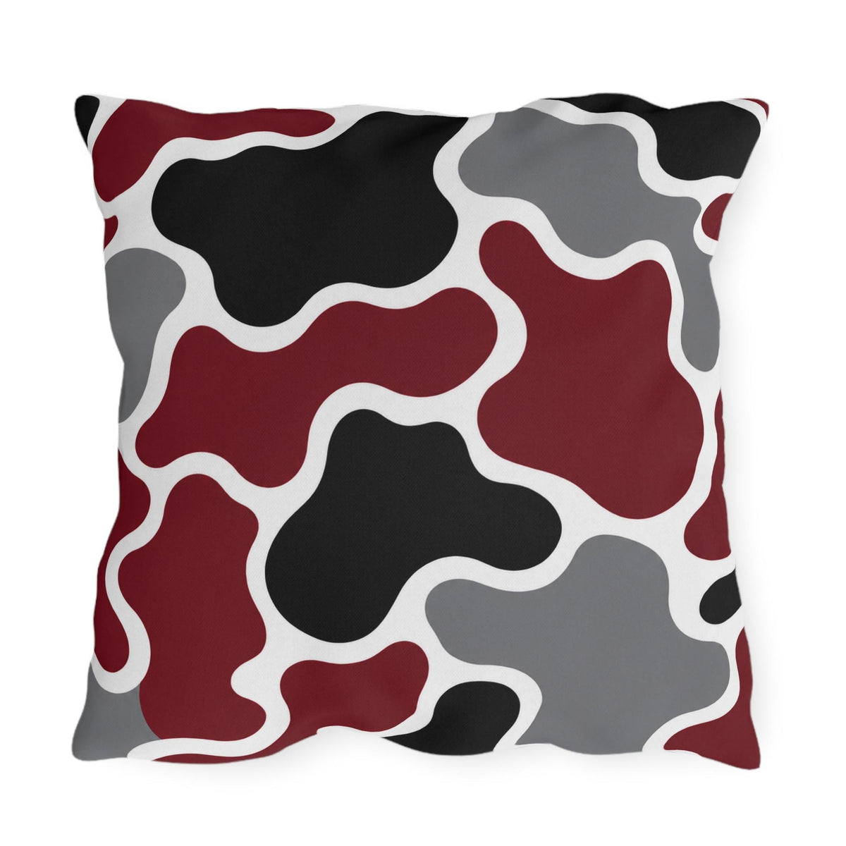 Abstract Organic Shapes Outdoor Pillow | Burgundy Black Gray Modern Patio Cushion