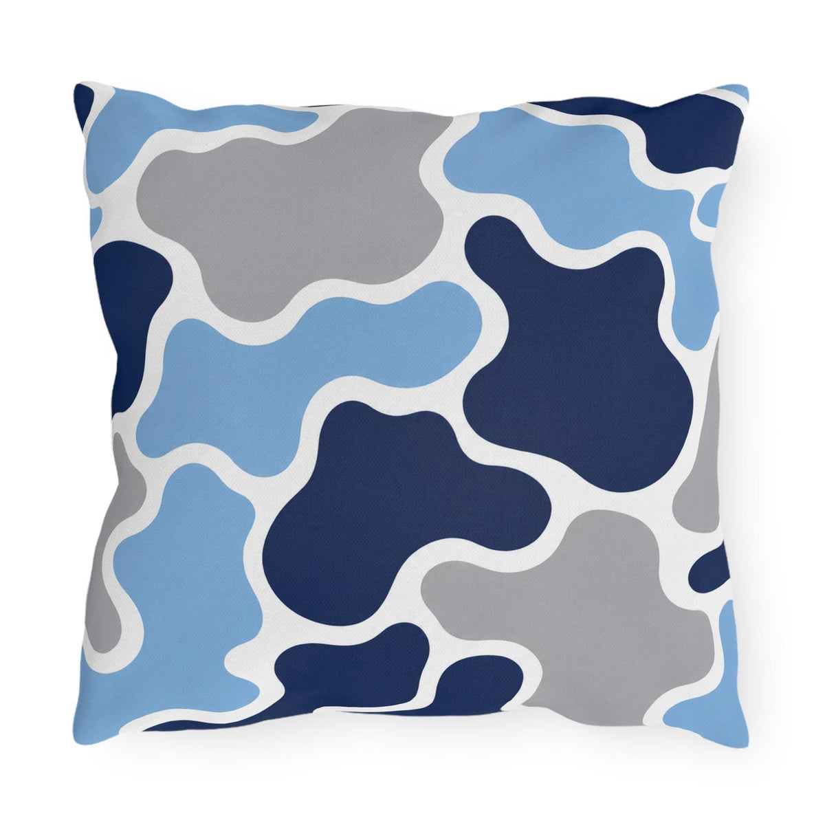 Blue Abstract Camouflage Outdoor Pillow | Navy Grey Modern Patio Cushion