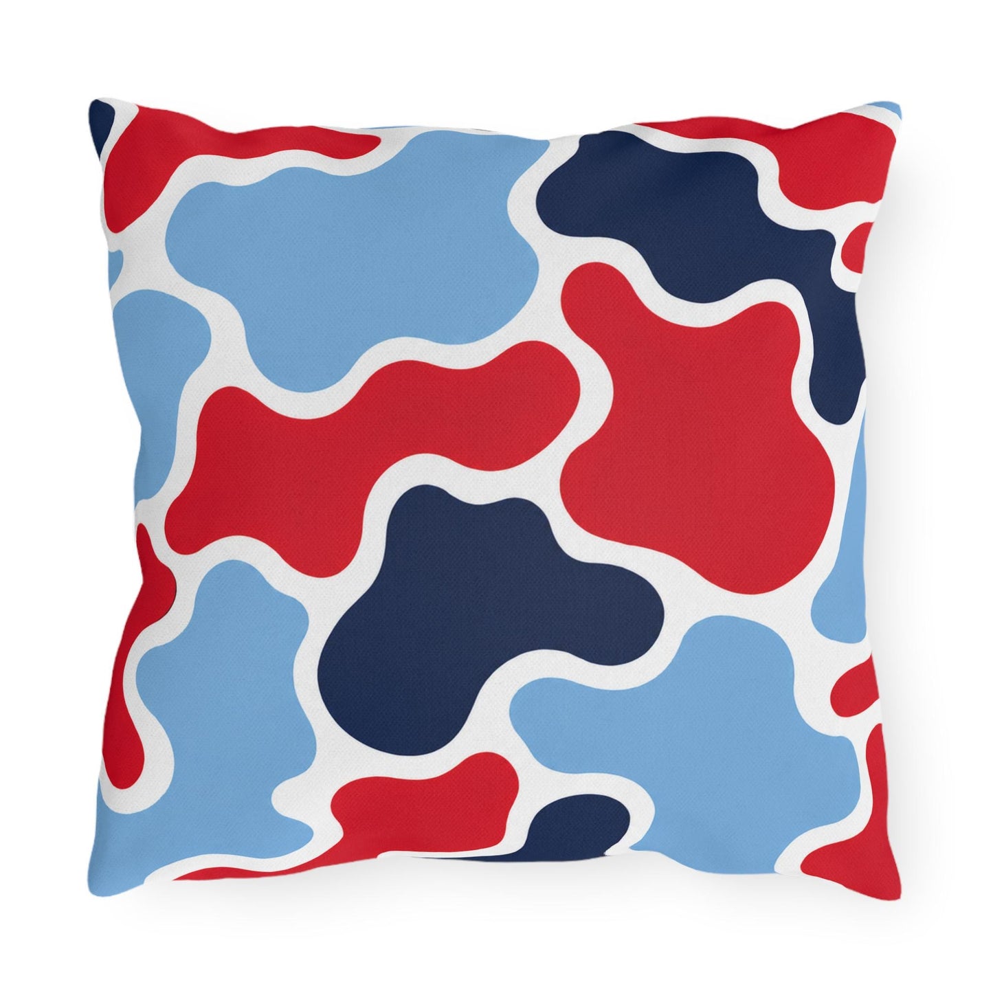 Abstract Red Blue Camouflage Outdoor Pillow | Modern Patio Cushion