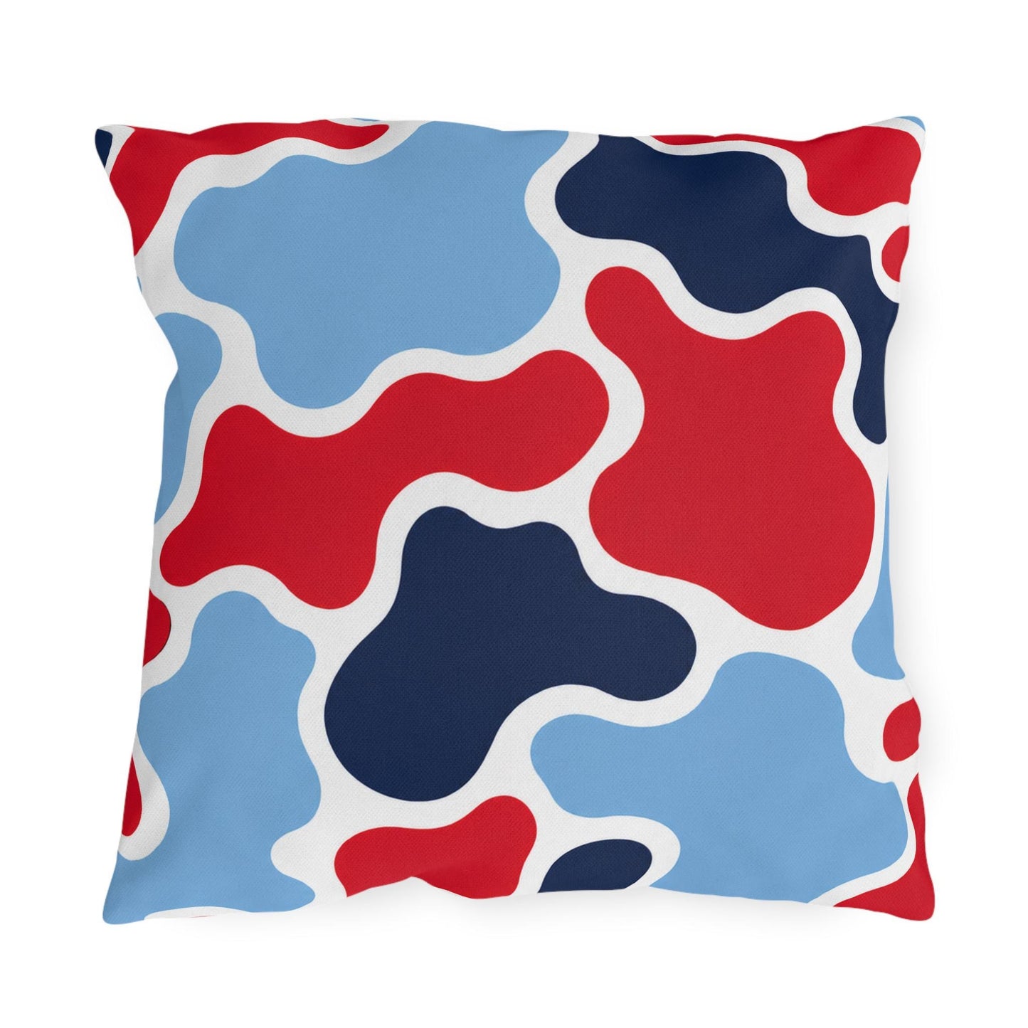 Abstract Red Blue Camouflage Outdoor Pillow | Modern Patio Cushion