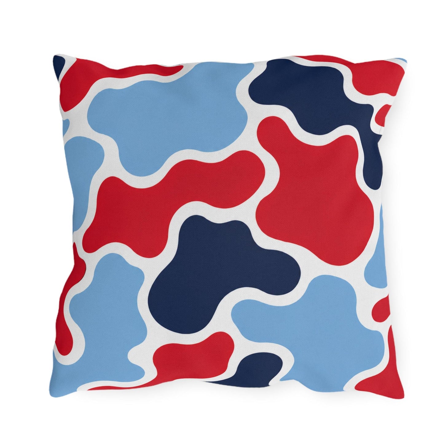 Abstract Red Blue Camouflage Outdoor Pillow | Modern Patio Cushion