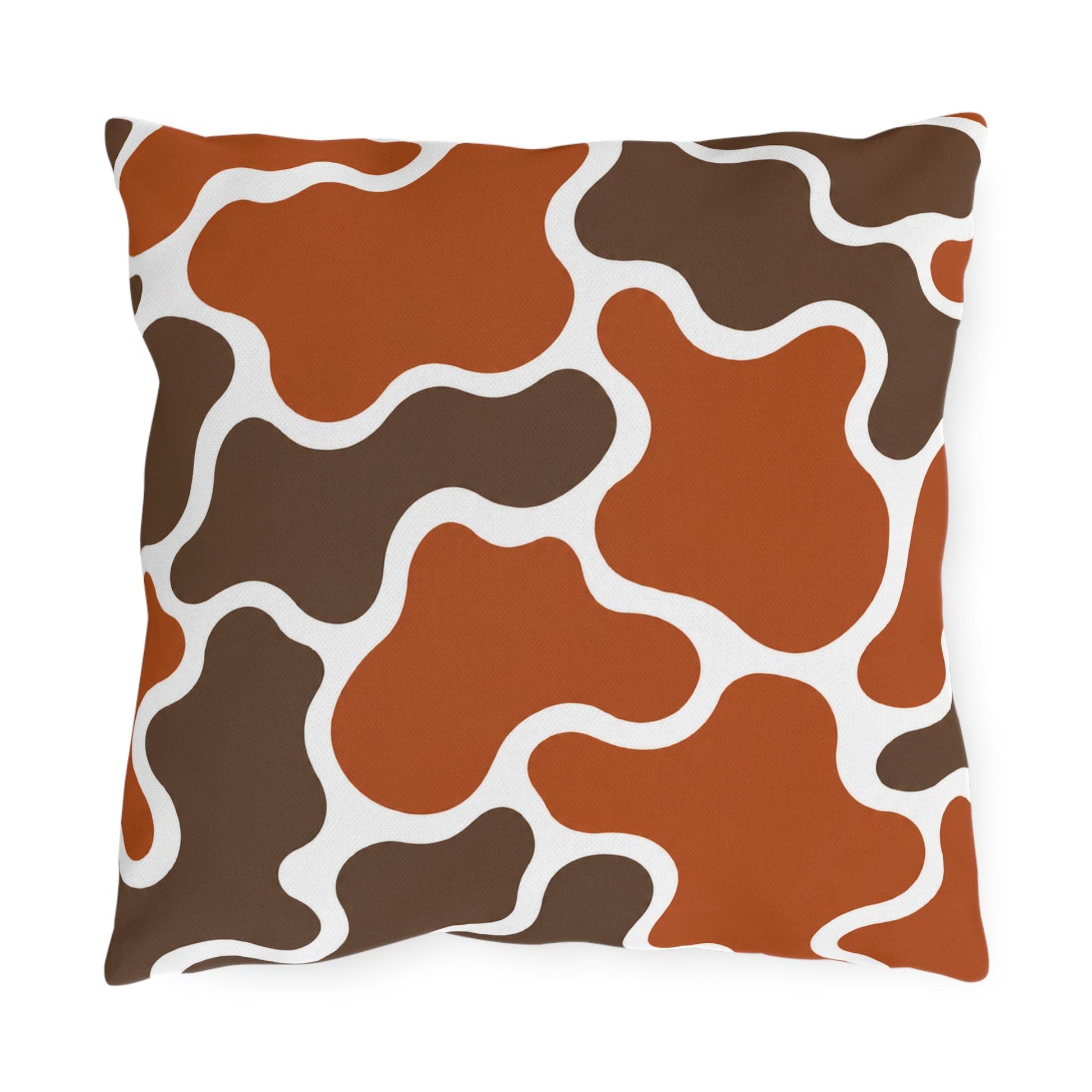 Abstract Brown Terracotta Pattern Outdoor Pillow | Modern Organic Shapes Throw Cushion