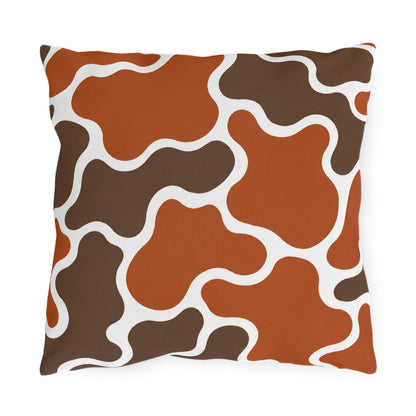 Abstract Brown Terracotta Pattern Outdoor Pillow | Modern Organic Shapes Throw Cushion