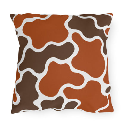 Abstract Brown Terracotta Pattern Outdoor Pillow | Modern Organic Shapes Throw Cushion