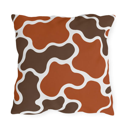 Abstract Brown Terracotta Pattern Outdoor Pillow | Modern Organic Shapes Throw Cushion