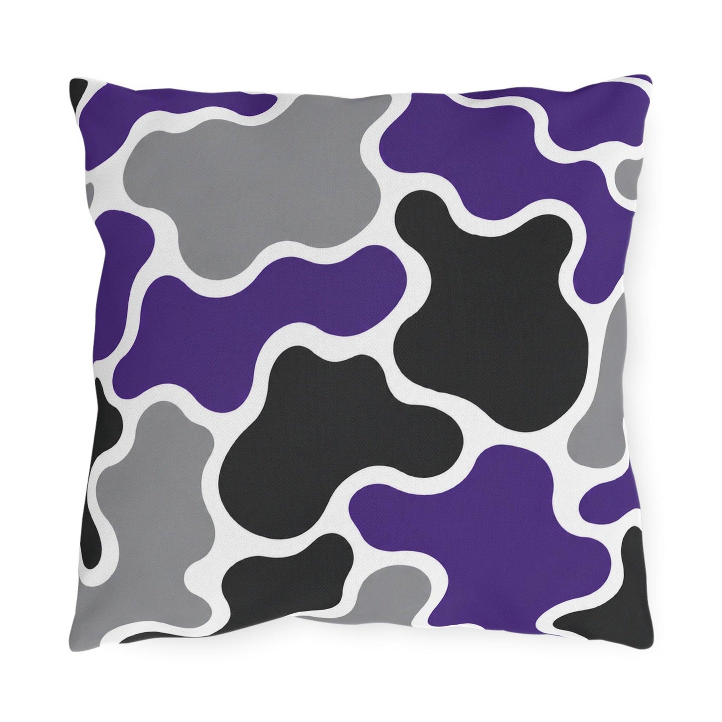 Abstract Purple Gray Black Camouflage Outdoor Pillow | Modern Patio Cushion