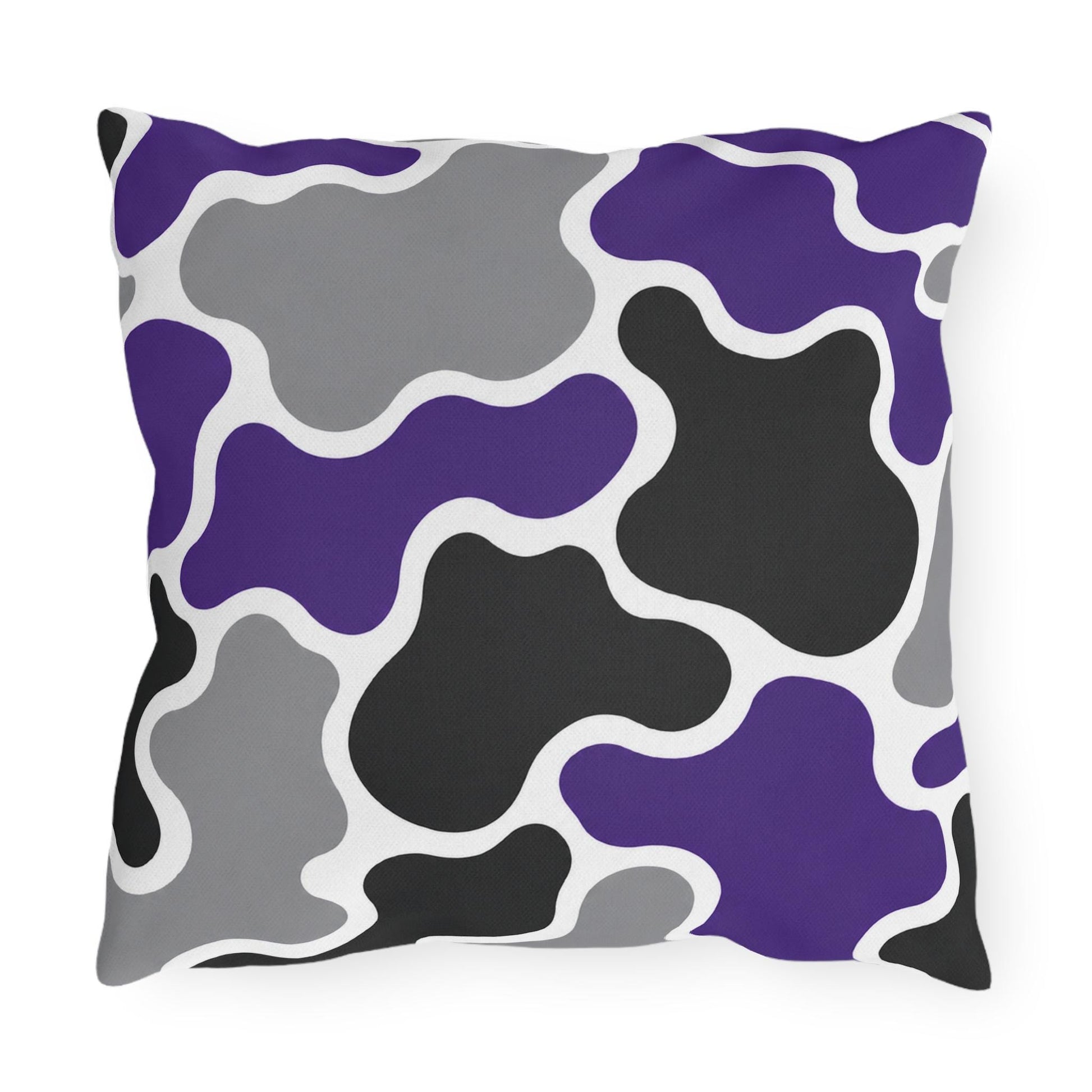 Abstract Purple Gray Black Camouflage Outdoor Pillow | Modern Patio Cushion