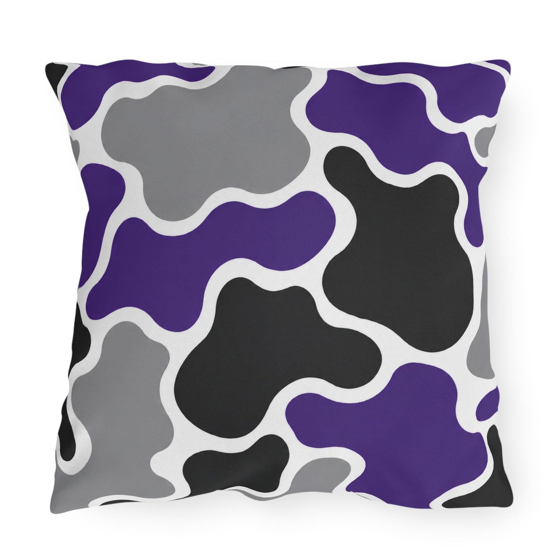 Abstract Purple Gray Black Camouflage Outdoor Pillow | Modern Patio Cushion