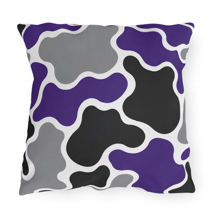 Abstract Purple Gray Black Camouflage Outdoor Pillow | Modern Patio Cushion