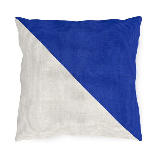 Blue and White Diagonal Color Block Outdoor Pillows | Modern Patio Cushion
