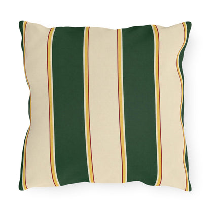 Green and Cream Striped Outdoor Pillows | Patio Throw Cushion