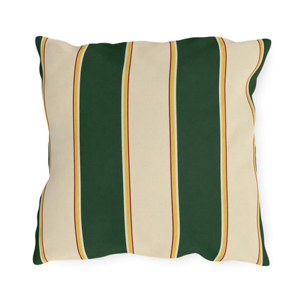 Green and Cream Striped Outdoor Pillows | Patio Throw Cushion