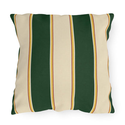 Green and Cream Striped Outdoor Pillows | Patio Throw Cushion