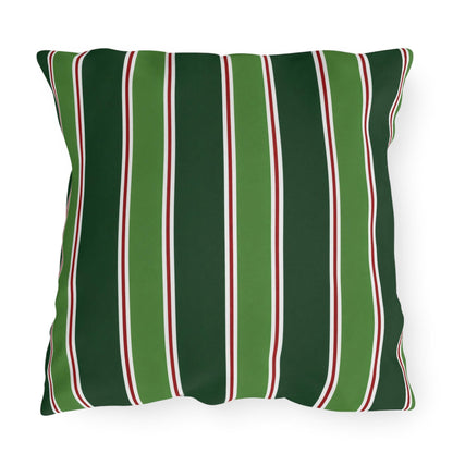 Green Stripe Outdoor Pillow | Patio Cushion, Striped Garden Decor