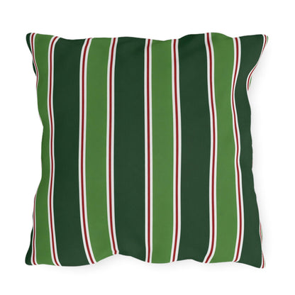 Green Stripe Outdoor Pillow | Patio Cushion, Striped Garden Decor