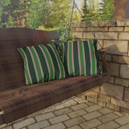 Green Stripe Outdoor Pillow | Patio Cushion, Striped Garden Decor