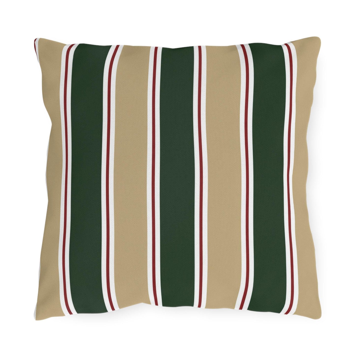 Green and Tan Striped Outdoor Pillow | Patio Cushion, Sunproof Stripe