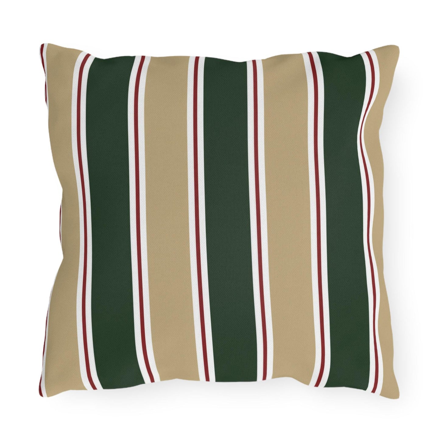 Green and Tan Striped Outdoor Pillow | Patio Cushion, Sunproof Stripe
