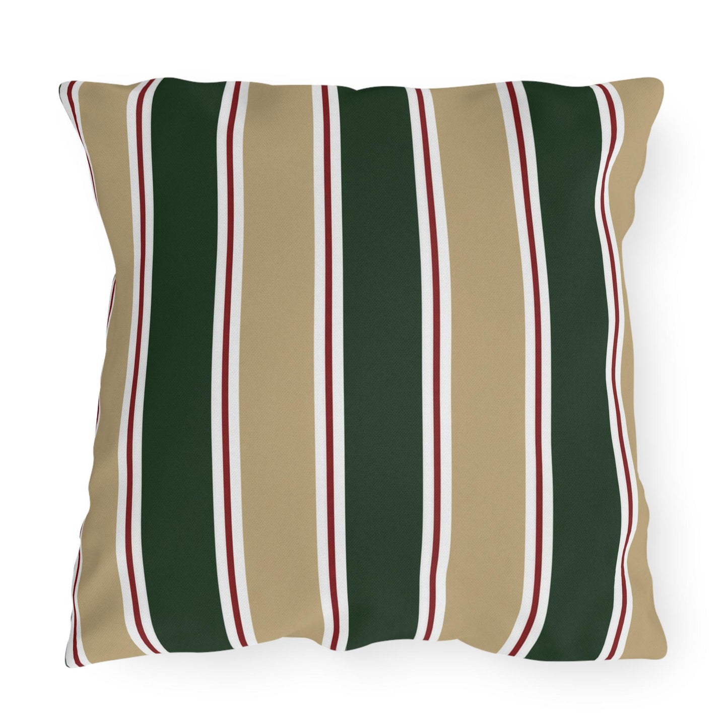 Green and Tan Striped Outdoor Pillow | Patio Cushion, Sunproof Stripe