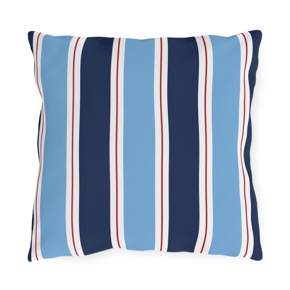 Nautical Blue Red Stripe Outdoor Pillow | Patio Cushion