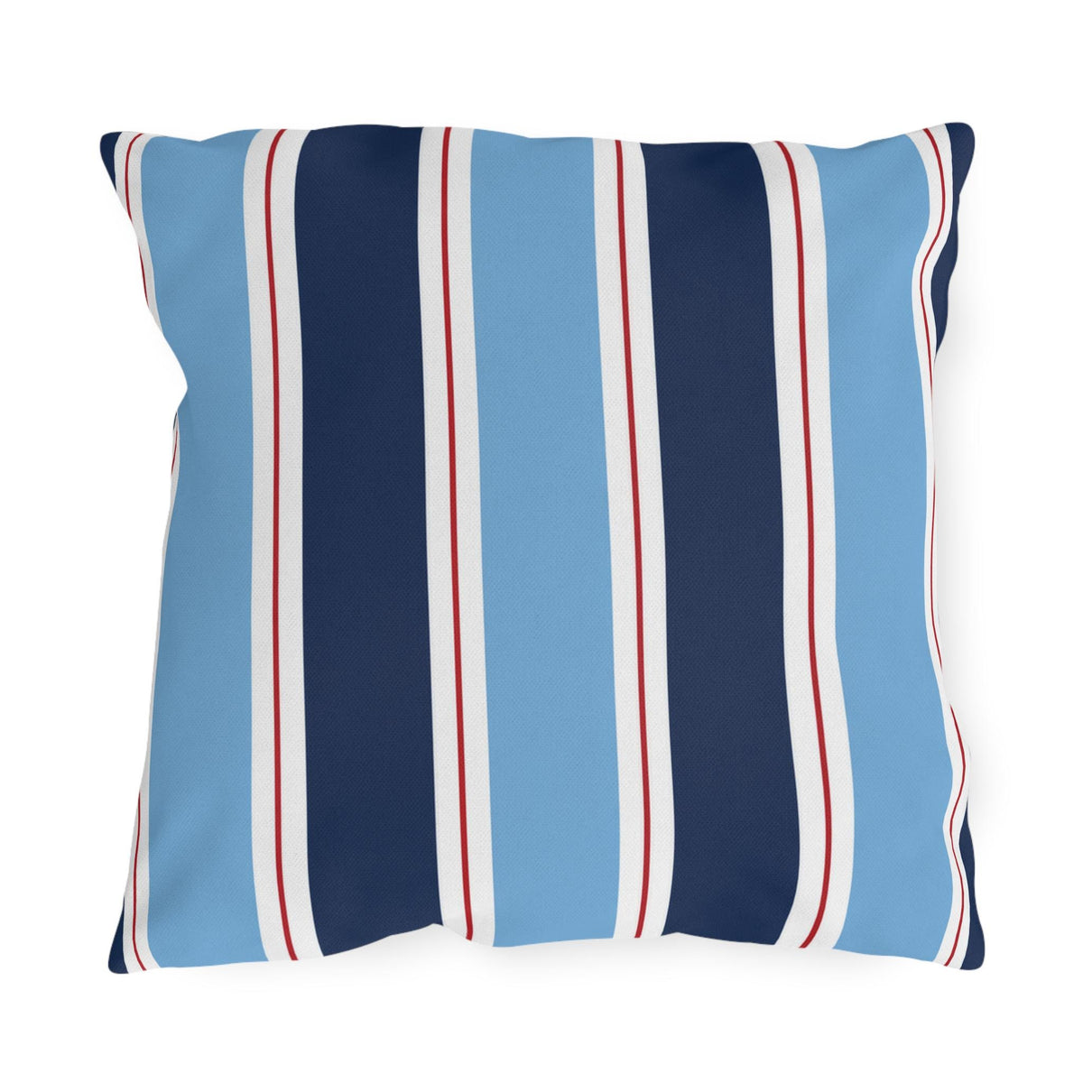 Nautical Blue Red Stripe Outdoor Pillow | Patio Cushion