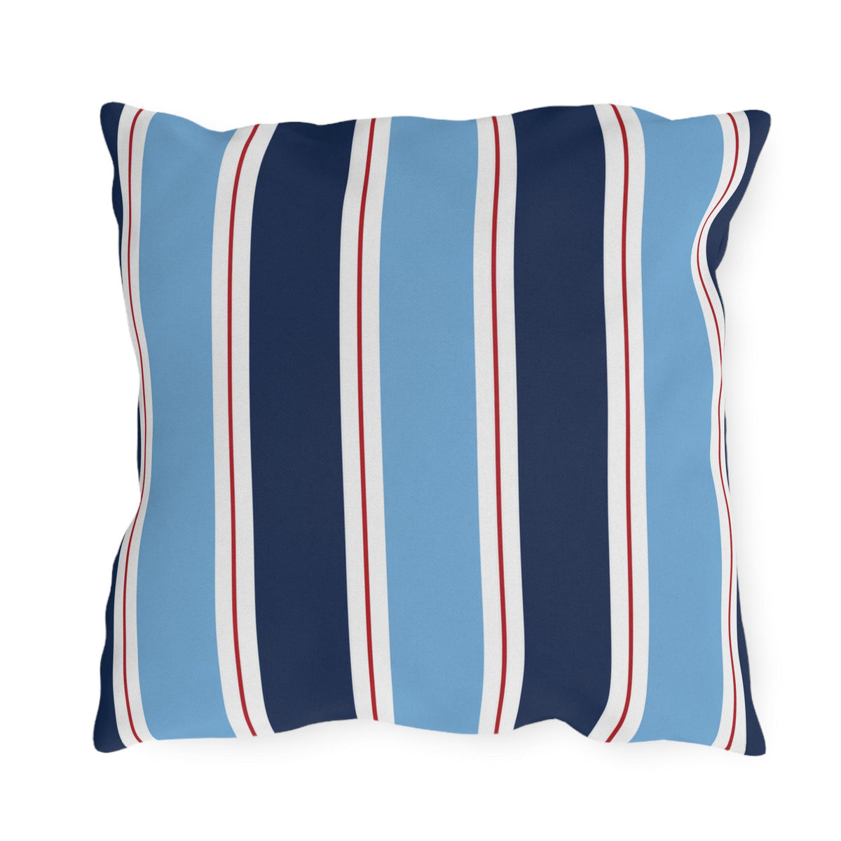 Nautical Blue Red Stripe Outdoor Pillow | Patio Cushion