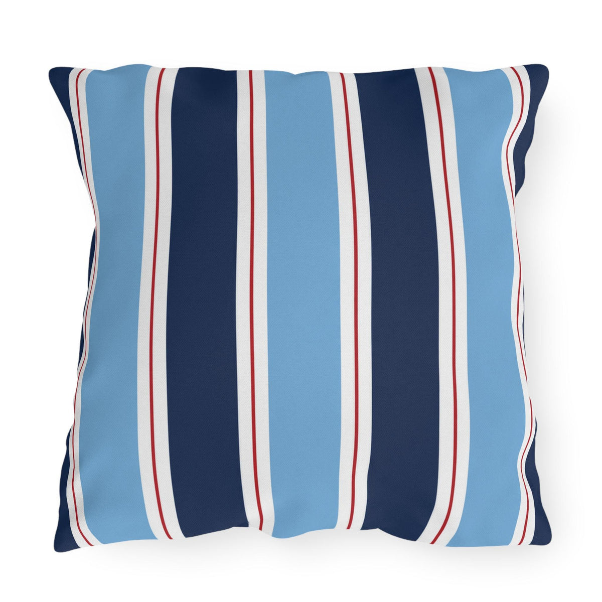 Nautical Blue Red Stripe Outdoor Pillow | Patio Cushion