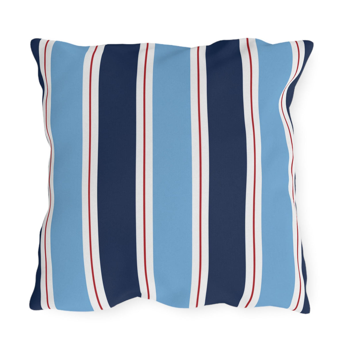 Nautical Blue Red Stripe Outdoor Pillow | Patio Cushion