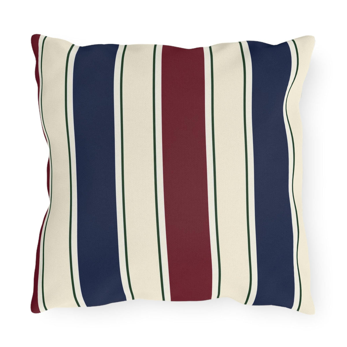 Nautical Striped Outdoor Pillow | Blue Red Cream Patio Cushion