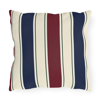 Nautical Striped Outdoor Pillow | Blue Red Cream Patio Cushion