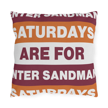 Saturdays Are For Winter Sandman Pillow | Outdoor Pillow, Striped Text Design