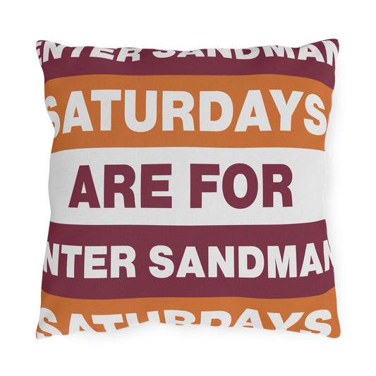 Saturdays Are For Winter Sandman Pillow | Outdoor Pillow, Striped Text Design