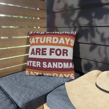 Saturdays Are For Winter Sandman Pillow | Outdoor Pillow, Striped Text Design