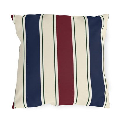 Nautical Striped Outdoor Pillow | Blue Red Cream Patio Cushion