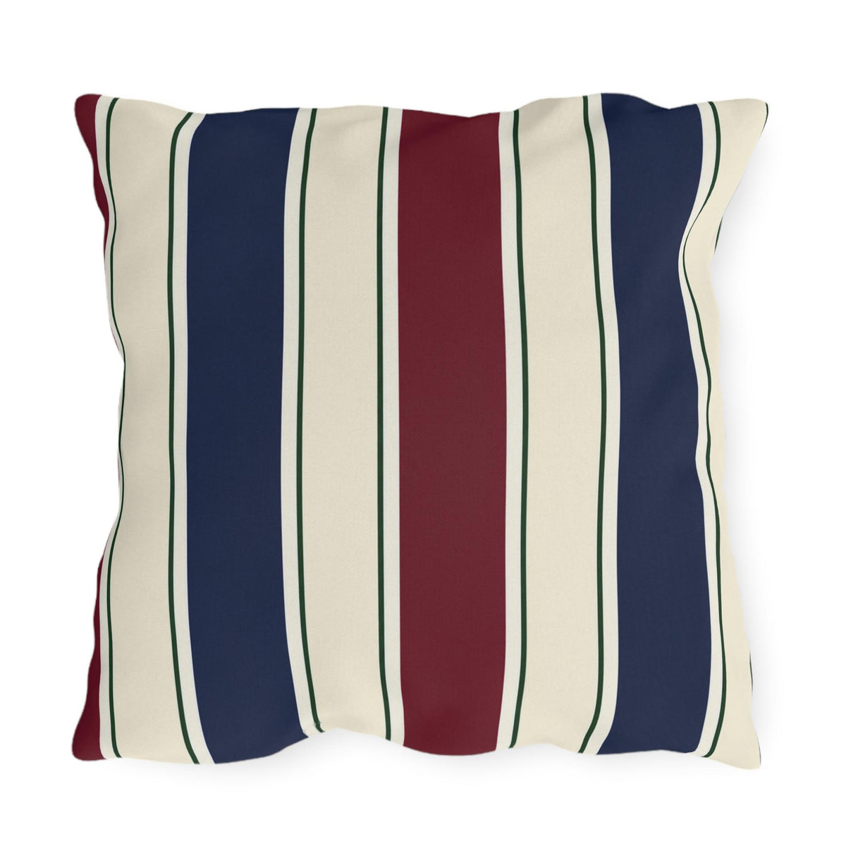 Nautical Striped Outdoor Pillow | Blue Red Cream Patio Cushion