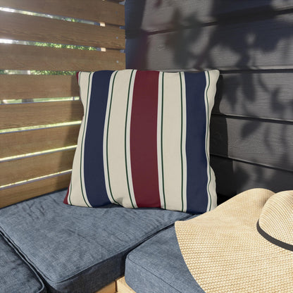 Nautical Striped Outdoor Pillow | Blue Red Cream Patio Cushion