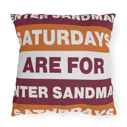 Saturdays Are For Winter Sandman Pillow | Outdoor Pillow, Striped Text Design