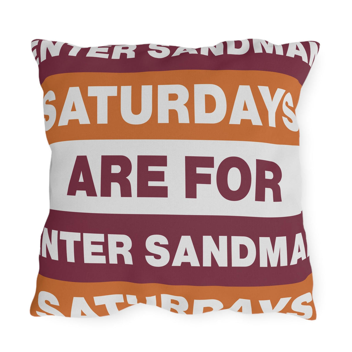 Saturdays Are For Winter Sandman Pillow | Outdoor Pillow, Striped Text Design
