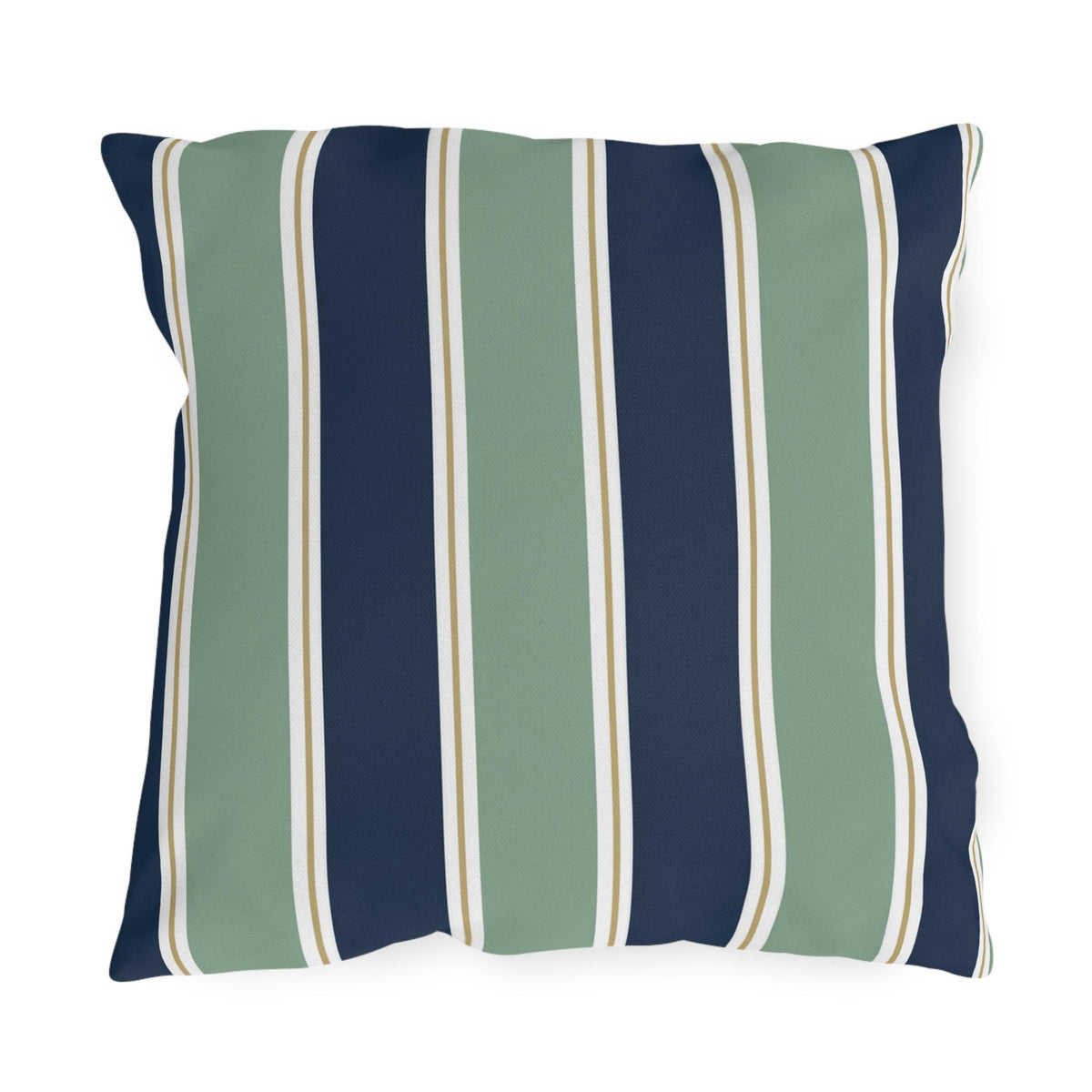 Navy and Sage Striped Pillows | Outdoor Pillow Cover, Coastal Patio Cushion