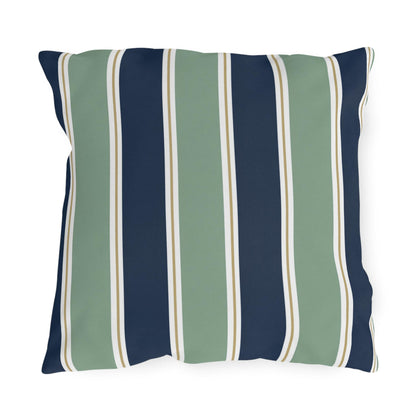 Navy and Sage Striped Pillows | Outdoor Pillow Cover, Coastal Patio Cushion