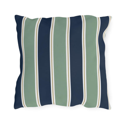 Navy and Sage Striped Pillows | Outdoor Pillow Cover, Coastal Patio Cushion