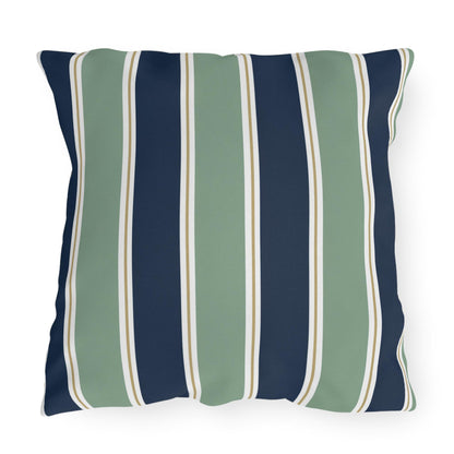 Navy and Sage Striped Pillows | Outdoor Pillow Cover, Coastal Patio Cushion