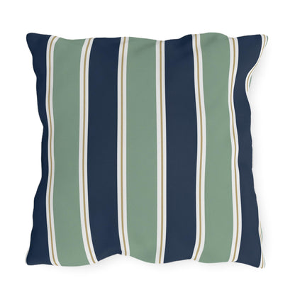 Navy and Sage Striped Pillows | Outdoor Pillow Cover, Coastal Patio Cushion