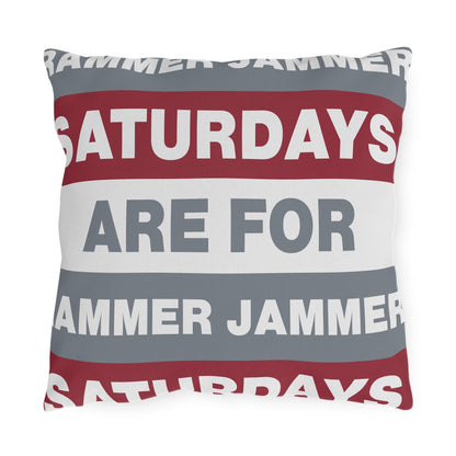 Saturdays Are For Jammer Jammer Pillow | Outdoor Pillow, Bold Striped Typography