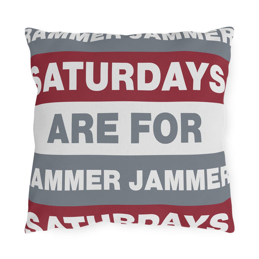 Saturdays Are For Jammer Jammer Pillow | Outdoor Pillow, Bold Striped Typography
