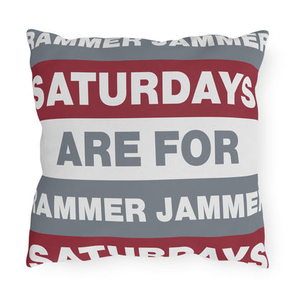Saturdays Are For Jammer Jammer Pillow | Outdoor Pillow, Bold Striped Typography